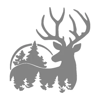 Samolepící dekorace SAMOLEPKA Jelen 011 pravá s lesní krajinou (17 - šedá) NA AUTO, NÁLEPKA, FÓLIE, POLEP, TUNING, VLASTNÍ TEXT, TISK, AUTOSAMOLEPKY.cz, POLEPY, OBRÁZEK, LOGO, SAMOLEPKY