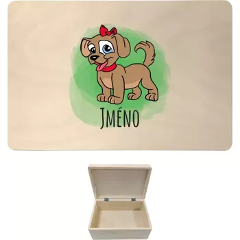 Úložný box Dřevěný box s víkem Pejsek