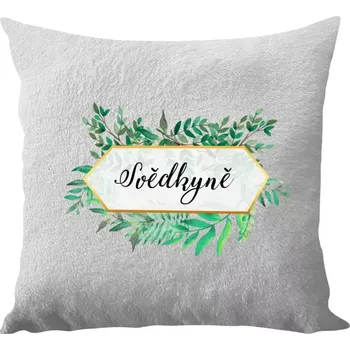 Polštář Polštář bílý 40x40 cm - dlouhý chlup Svědkyně zelené listy