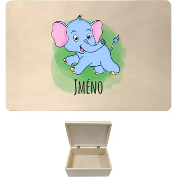 Úložný box Dřevěný box s víkem Sloník