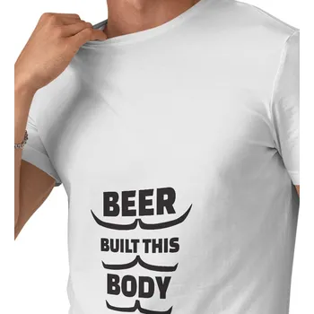 Pánské oblečení Pánské triko bílé - Beer built this body 4XL