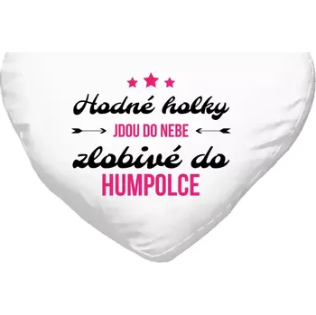 Polštář Polštář srdce 40x35 cm Hodné holky jdou do nebe, zlobivé do... (vlastní město)