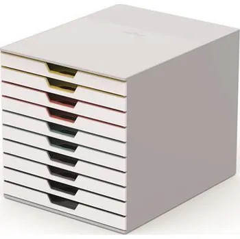 Archivační box Durable Zásuvkový box VARICOLOR® 10, světle šedá, plastový, 10 zásuvek, DURABLE 157925