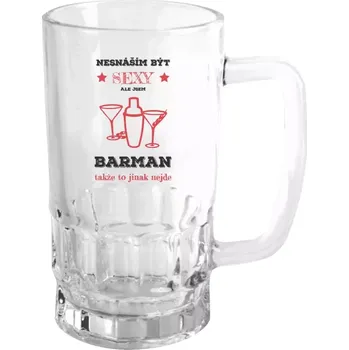 Sklenice Půllitr pro barmany - Nesnáším být sexy, ale jsem barman - čirý