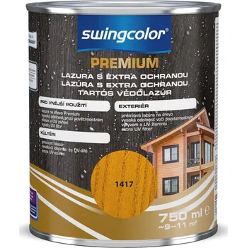 Lak na dřevo Swingcolor PREMIUM Lazura s dlouhodobou ochranou, oregonská pinie, polomatná, 750 ml 6189 T0750 1417