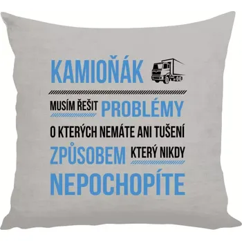 Polštář Polštář lněný 40x40 cm Musím řešit problémy - kamioňák