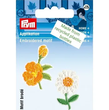 Nášivka PRYM Nášivka recyklovaná, květiny, nažehlovací, bílá/oranžová