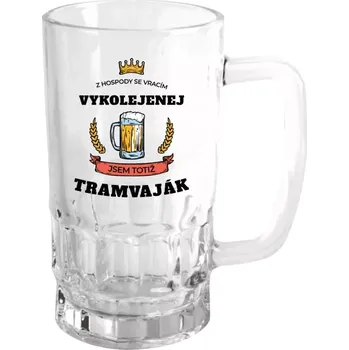 Sklenice Půllitr pro tramvajáky - Z hospody se vracím - Tramvaják - čirý