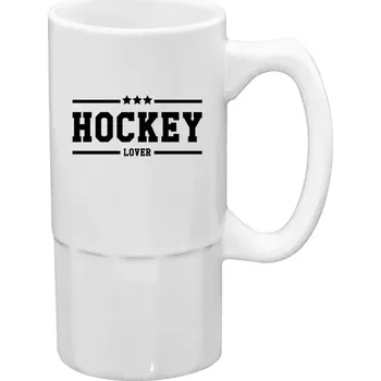 Sklenice Půllitr bílý vysoký Hockey lover