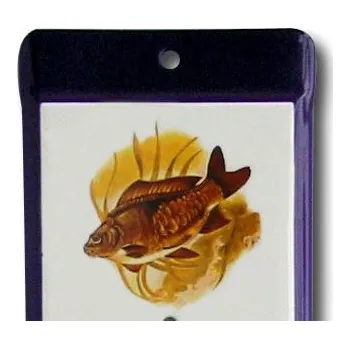 Domácí teploměr Venkovní teploměr smaltovaný, Modrobílý 500 x 95 mm, Motiv Kapr