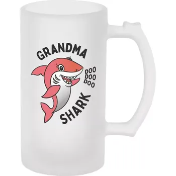 Sklenice Půllitr skleněný matný Grandma Shark