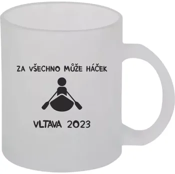 Hrnek 330 ml - skleněný matný Za všechno může háček