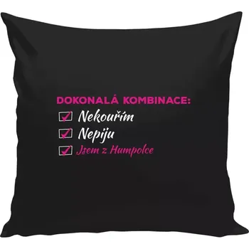 Polštář Polštář černý 40x40 cm Dokonalá kombinace - nekouřím, nepiju, jsem z...