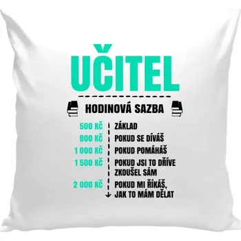 Polštář Polštář bílý 40x40 cm Hodinová sazba - učitel
