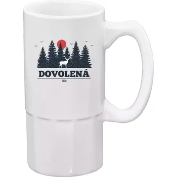 Sklenice Půllitr bílý vysoký Dovolená, rok