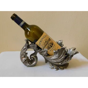 Stojan na víno STOJAN NA LAHVE BOHATĚ ZDOBENÝ - STŘÍBRNÝ
