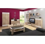 Obývací stěna DAMARA, dub sonoma sv./bílý lesk, 5 let záruka + vyzvednutí ZDARMA