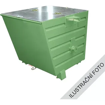 Popelnice Výklopný kontejner TRV s výpustí a víkem, zelená, nosnost 1500 kg, 700 l