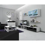Obývací stěna FARGONA, bílá/černý lesk, 5 let záruka + vyzvednutí ZDARMA