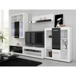 Obývací stěna MOLTENO, bílá/černý lesk, 5 let záruka + vyzvednutí ZDARMA