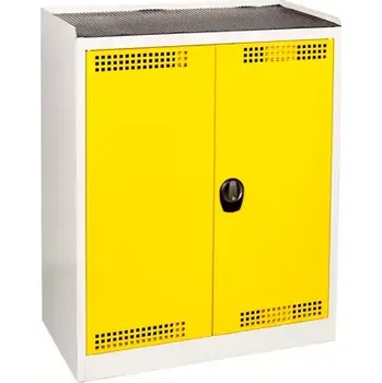 Ekonomická uzamykatelná skříň malá pro chemikálie, skříň: šedá - RAL 7035, dveře: žlutá - RAL 1023
