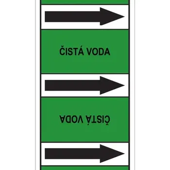 samolepka Značení potrubí, čistá voda, 100 × 150 mm, polyester