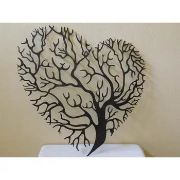 KOVOVÁ NÁSTĚNNÁ DEKORACE-STROM VE TVARU SRDCE