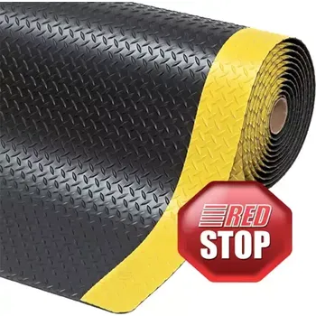 Rohožka Protiúnavová průmyslová rohož kotlářský plech, laminovaná,černá / žlutá,150 cm