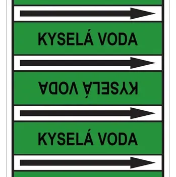 samolepka Značení potrubí, kyselá voda, 505 ks, 100 × 60 mm