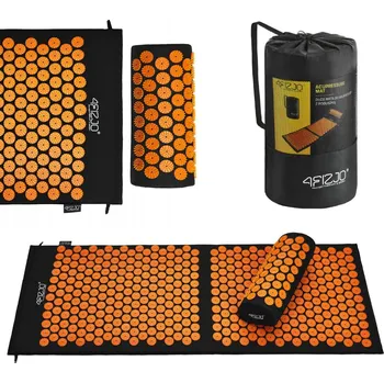 Masáž 4FIZJO Akupresurní podložka 110 x 68 cm černá/oranžová + polštář