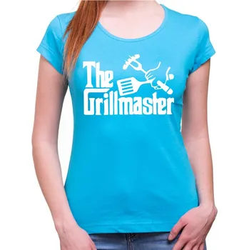 Pánská móda Tričko - The Grillmaster, Barva látky tyrkysová modrá, Střih Dámsky, Velikost XXXL (Pouze UNISEX / pánský střih)