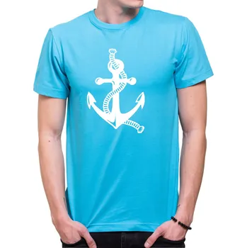 Pánské oblečení Námořnické tričko - Kotva, Barva látky tyrkysová modrá, Střih Pánsky/UNISEX, Velikost L