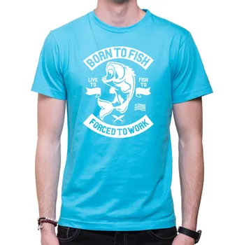 Pánské oblečení Rybářské tričko - Born to fish, Barva látky tyrkysová modrá, Střih Pánsky/UNISEX, Velikost XXXL (Pouze UNISEX / pánský střih)