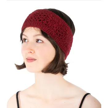 Zimní čelenka Vlněná háčkovaná čelenka Bardia Crimson čelenka