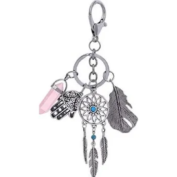 Lapač snů Přívěsek na klíče - Lapač snů s kamenem - Růžový