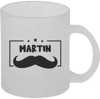 Hrnek 330 ml - skleněný matný Knírek se jménem