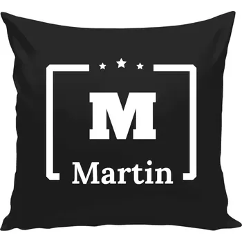 Polštář Polštář černý 40x40 cm Jméno s iniciálou