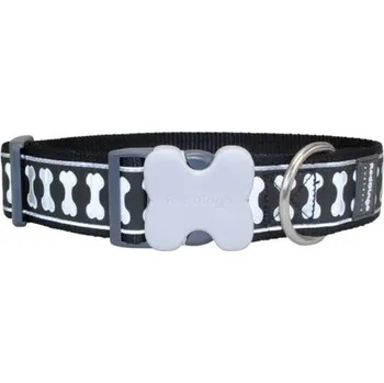 Red Dingo Bones reflexní obojek černý, 37-55 cm/40 mm