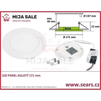 LED panel LN12 LED DENNÍ panel 12W kulatý 171mm - LED panel 12W do podhledu, 230V,4500K