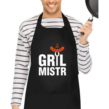 Kuchyňská zástěra Kariban Grilovací zástěra Gril Mistr černá