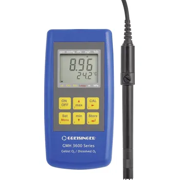 Dílna GREISINGER GMH 3651 Měřič koncentrace rozpuštěného kyslíku v kapalinách (DO), s datovým loggerem, včetně elektrody GWO 3600-L04 (kabel 4 m) a příslušenství