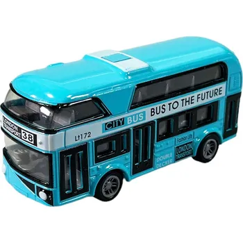 autíčko Kovový autobus na zpětný chod 9,5 cm Barva: Modrý