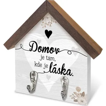 Vánoce Dřevěný domeček malý s háčky Domov je tam, kde Sladký domov