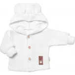 Dětský elegantní pletený svetřík s knoflíčky a kapucí s oušky Baby Nellys, bíly, Velikost koj. oblečení 62 (2-3m)