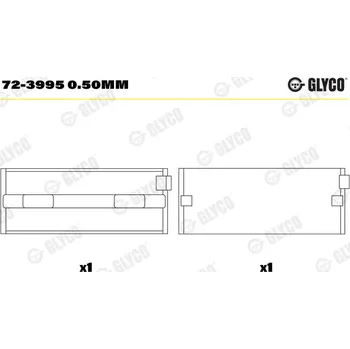 Kliková hřídel Hlavní ložiska klikového hřídele GLYCO 72-3995 0.50mm