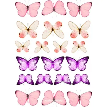 Jedlá dekorace na dort Motýli 6 - jedlý papír - Bez úprav