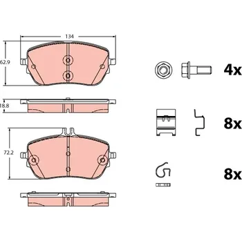 Brzdová destička Sada brzdových destiček, kotoučová brzda TRW GDB2330