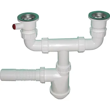 Sifon Sifon, dřez dvojitý, s výst. do pračky, kovové sítko SYF037