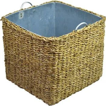 Květináč Vingo Hranatý obal z mořské trávy s kovovou vložkou Rozměry (cm): 45x45, v. 42