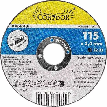 Řezný kotouč Korundový řezný kotouč na kov 115 x 2,0 mm, Condor